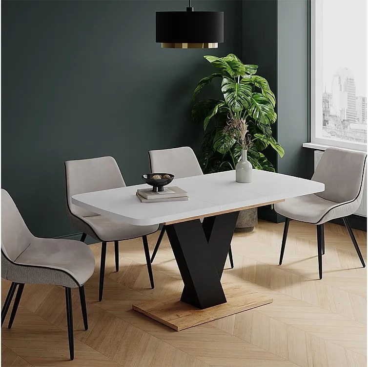 Stół jadalny biały/złoty dąb 120x80x77.4 fenaro