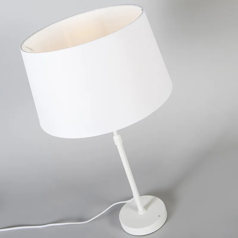 Lampa stołowa biała z kloszem białym 35 cm regulowana - Parte Nowoczesny Oswietlenie wewnetrzne