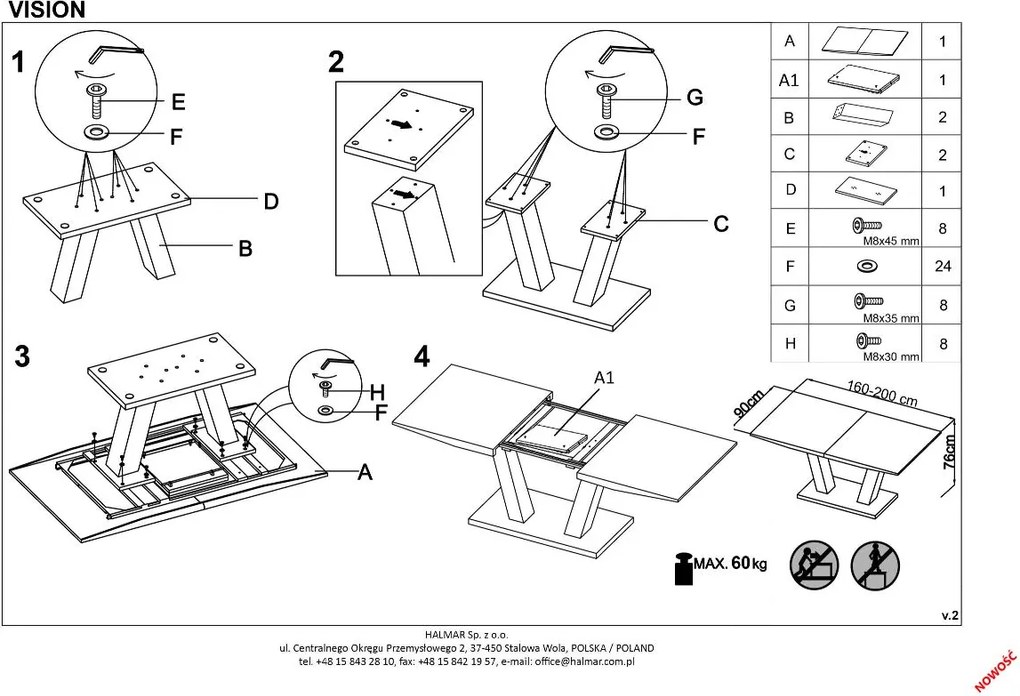 Stół Vision na jednej nodze z lakierowanym blatem