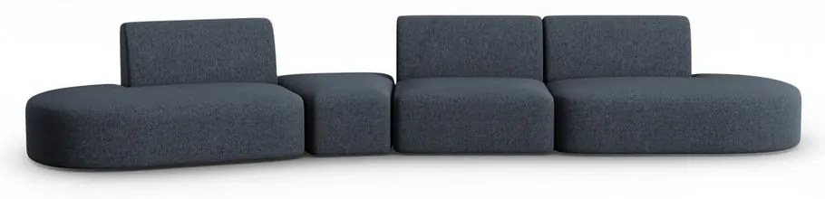 Niebieska sofa z tkaniny szenilowej lewostronna 428 cm Paolo – Milo Casa