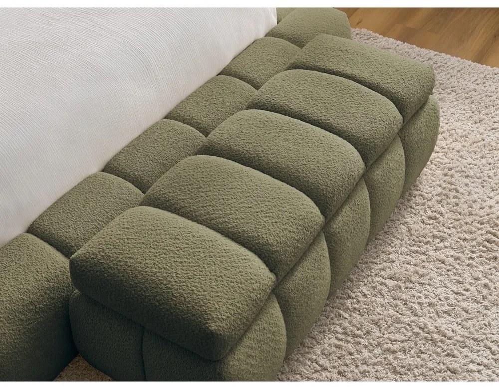 Zielona ławka z materiału bouclé – Bobochic Paris