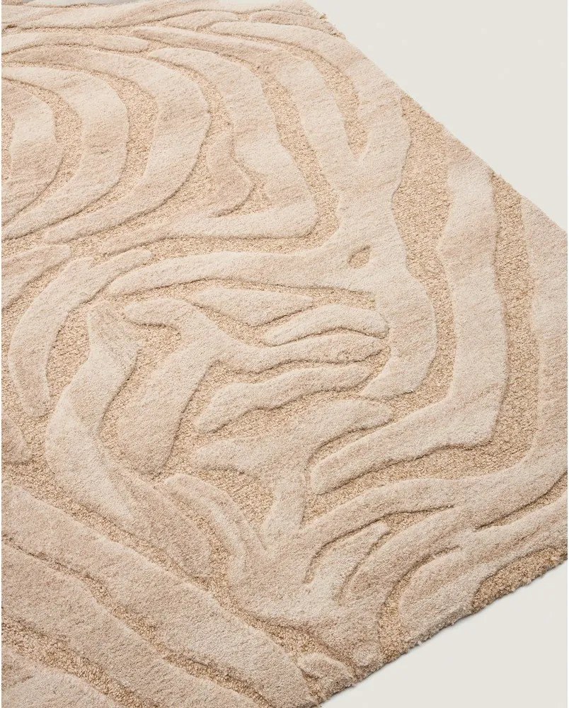 Beżowy dywan z mieszanki wełny tkany ręcznie 200x300 cm Tribet – Kave Home