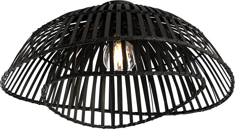 Orientalna lampa sufitowa czarna z bambusa 62 cm - Pua