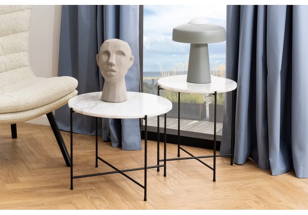 Okrągły stolik z marmurowym blatem ø 52 cm Avila – Actona