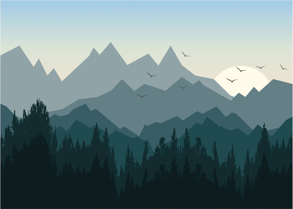 Obraz na szkle - Góry oczami grafika (70x50 cm)
