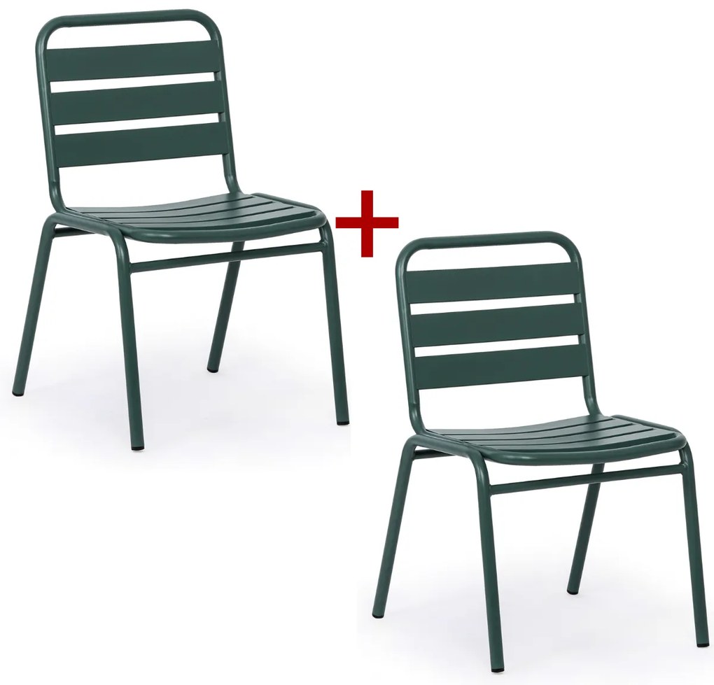 Metalowe krzesło bistro RIVA, 1+1 GRATIS, do użytku zewnętrznego, zielony