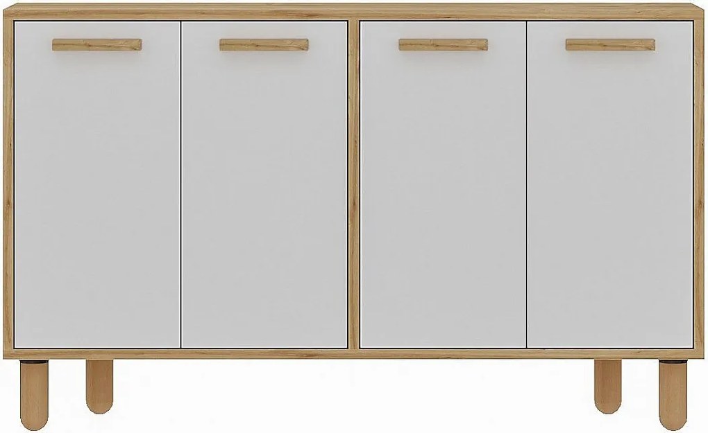 Komoda – 120 cm x 73,6 cm x 29,6 cm – Dąb szafirowy i biały – Płyta wiórowa pokryta melaminą