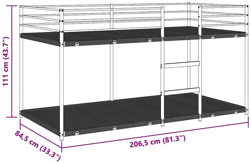 Czarne łóżko piętrowe metalowe 80 x 200 cm W8-G78