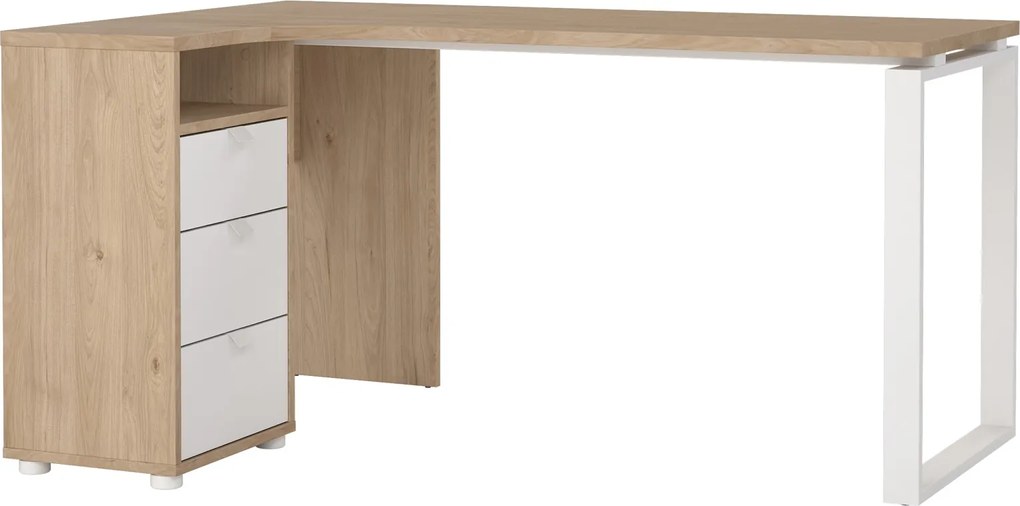 Biurko narożne z kontenerkiem Sign biały mat/jackson hickory