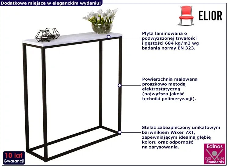 Minimalistyczna konsola czarny + biały połysk E9-N60