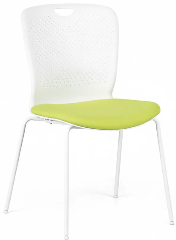 Krzesło konferencyjne plastikowe OPEN, biały/zielony