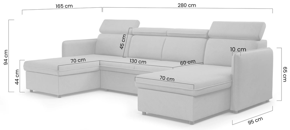 Narożnik z funkcją spania Barcelia U - beżowa tkanina Asti 03
