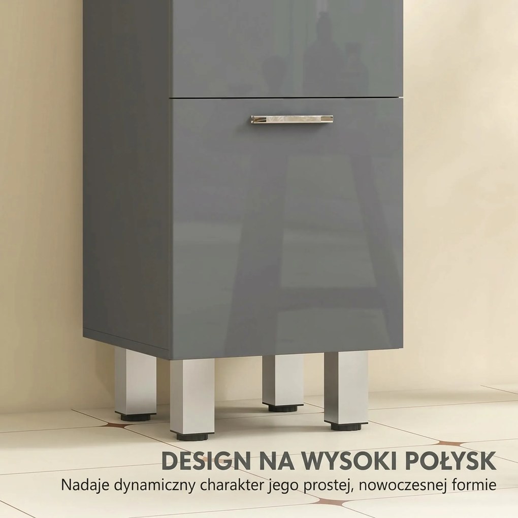kleankin Szafka łazienkowa, szafka łazienkowa, 4 szuflady, płyta wiórowa, gładka, szary | Aosom PL