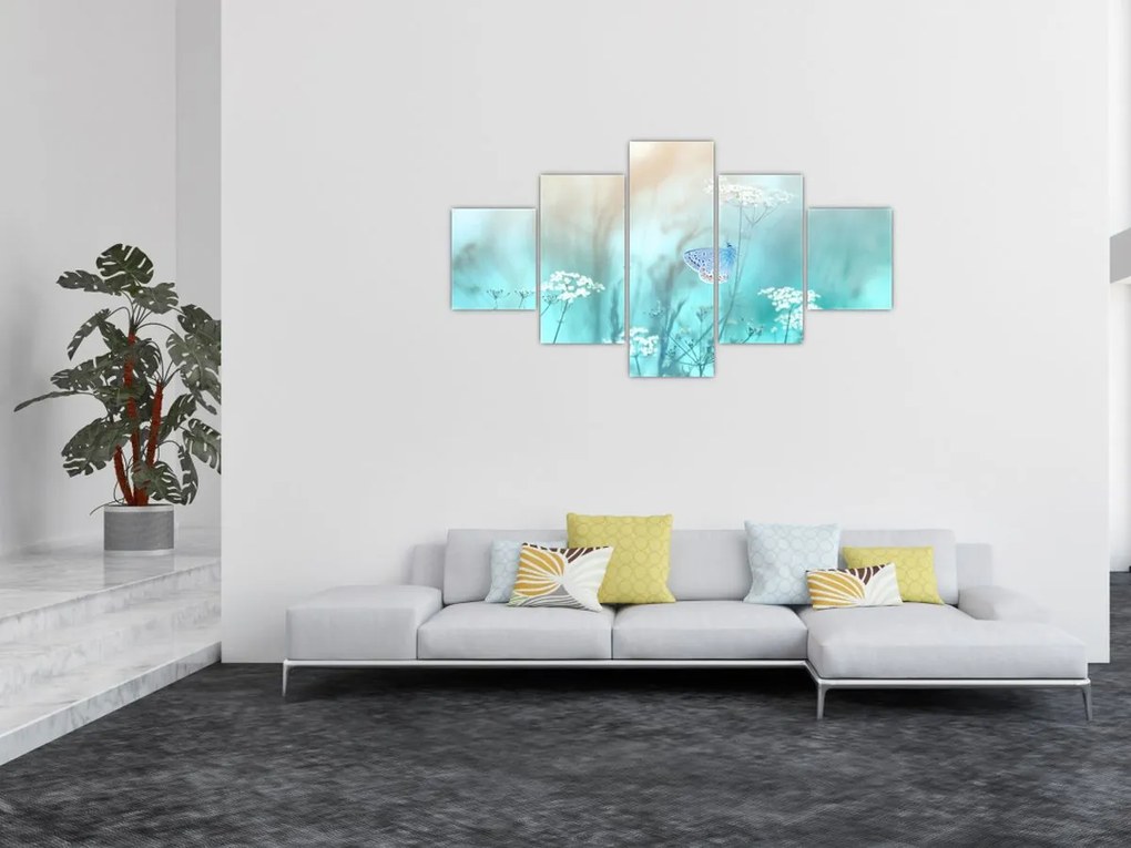 Obraz - Motyl w niebieskim (125x70 cm)