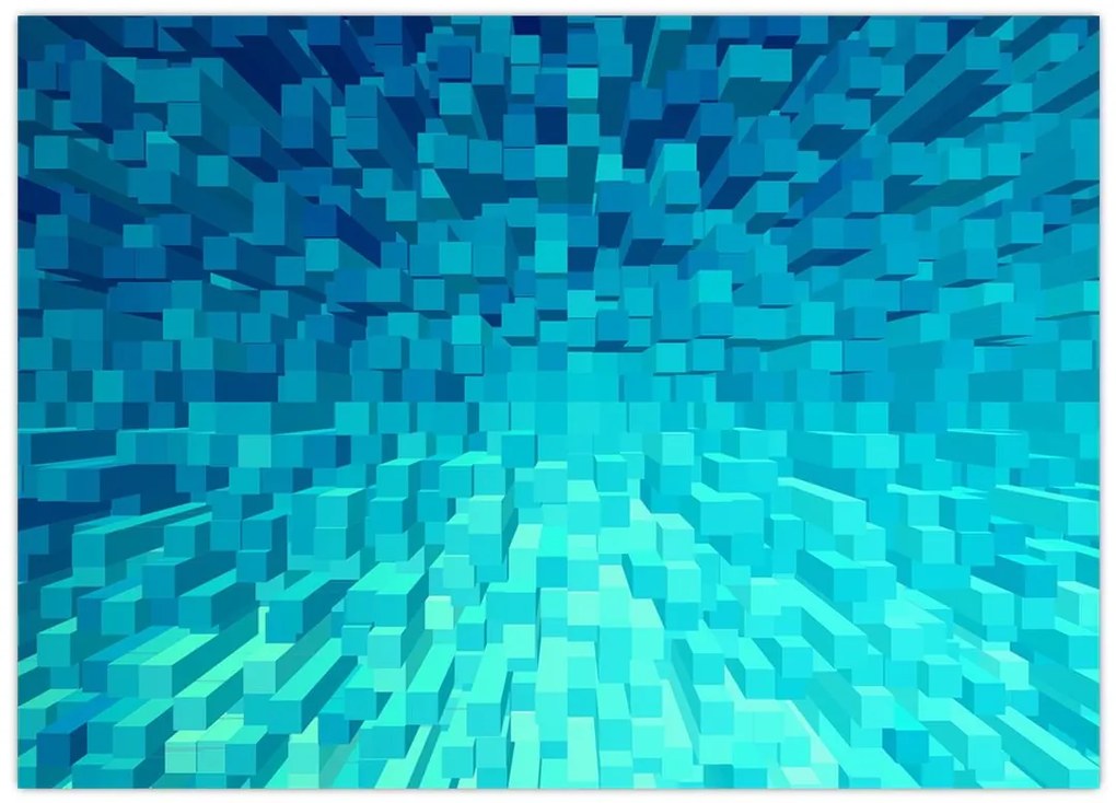 Obraz na szkle - abstrakcyjne kostki (70x50 cm)