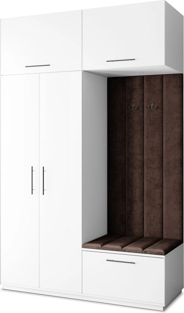 Masseno Garderoba REMA 150/240/60 cm Nowoczesna Szafa do Przedpokoju Biała, MONOLITH 29 (Brązowy)