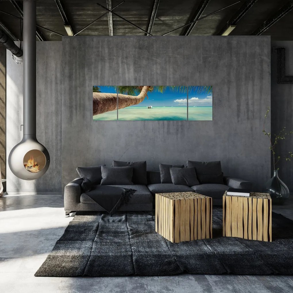 Obraz - Czyste morze z palmą (170x50 cm)