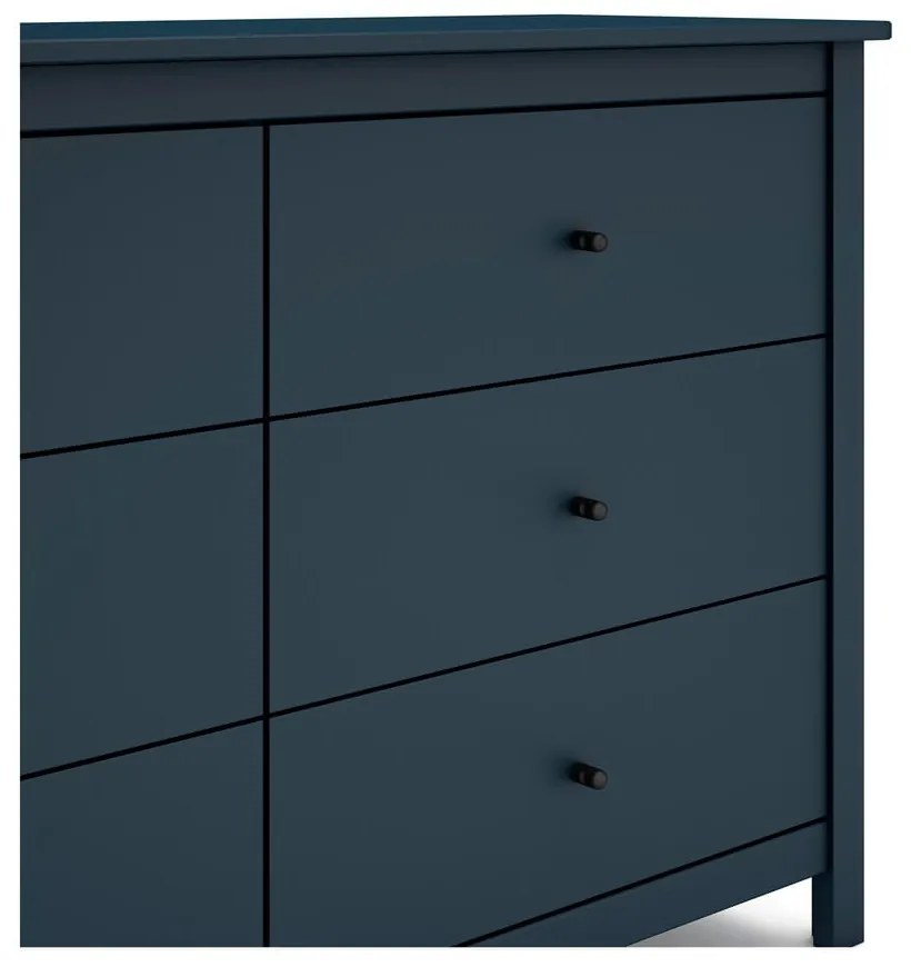 Ciemnoniebieska niska komoda z drewna sosnowego 130x80 cm Misti – Marckeric