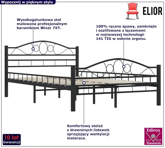 Czarne metalowe łóżko 140x200 cm - Frelox