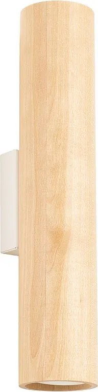 Lampa ścienna nowoczesny Lino, drewno/stal - 2 źródło - L.6 x H.30 cm - naturalne drewno/biały