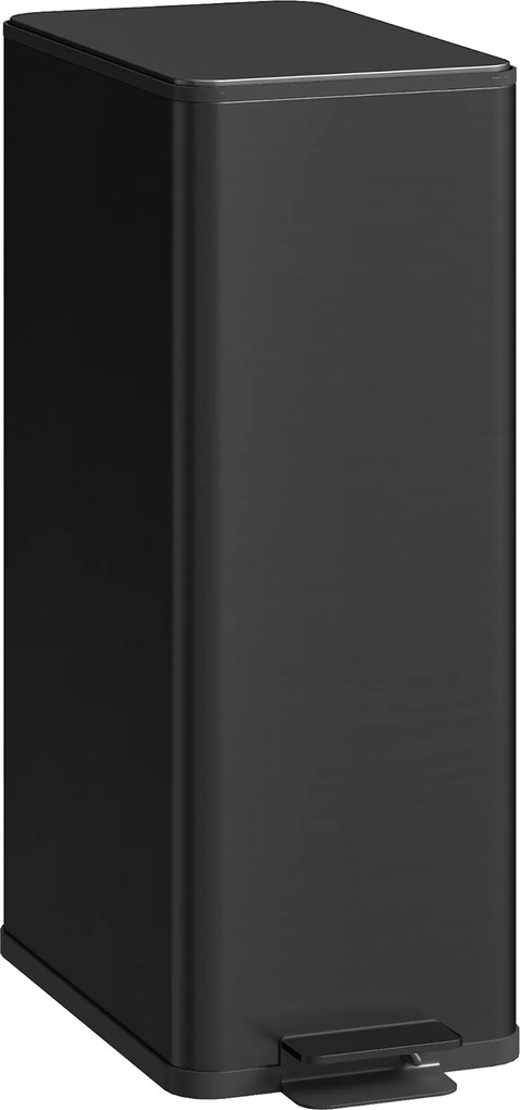 HOMCOM Kosz na Śmieci 20L, Pokrywka Soft-Close, Miejsce na Dezodorant, Odporna na Odciski Palców Stal Nierdzewna, Czarny | Aosom PL