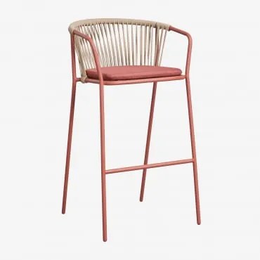 Wysoki Stołek Ogrodowy Z Stali I Plecionego Sznurka Oklahoma Chocolate & Blk Frame & ↑75 Cm - Sklum