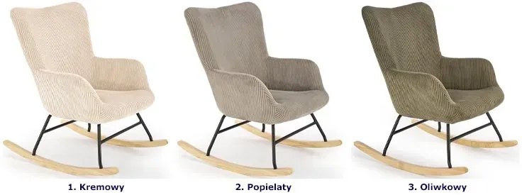 Oliwkowy fotel bujany w stylu skandynawskim - Hookani