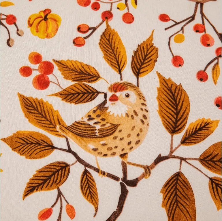 PrzytulneMieszkanie.pl Prześcieradło z mikrofibry BIRDS PUMPKIN brązowe 90x200 cm