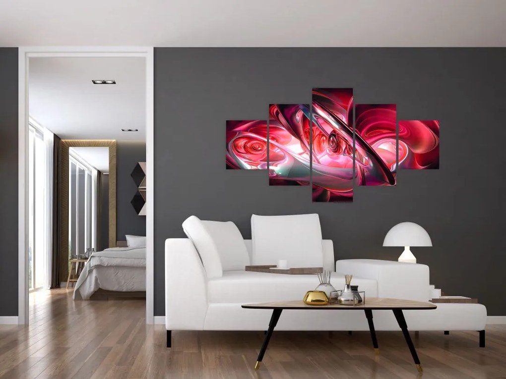 Obraz czerwonych fraktali (125x70 cm)