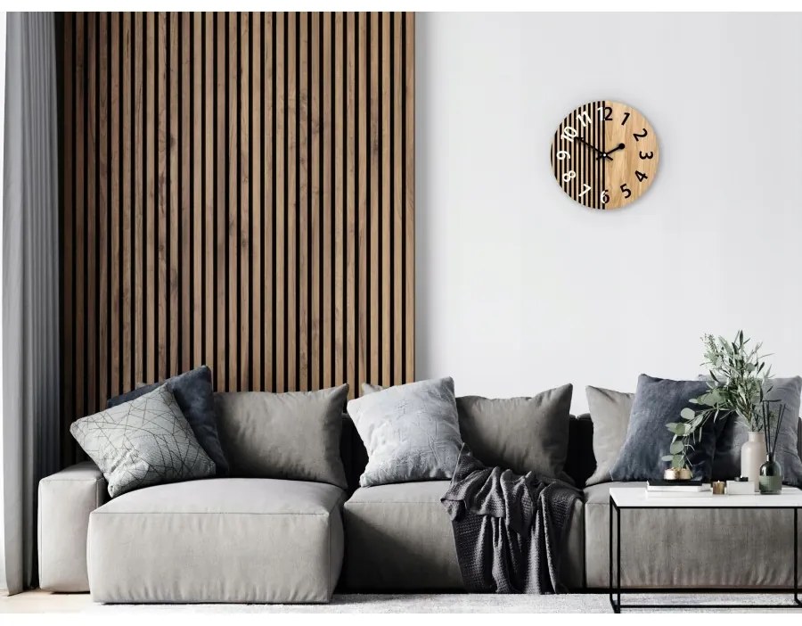 Zegar na ścianę nowoczesny drewniany z cichym mechanizmem okrągły solidny