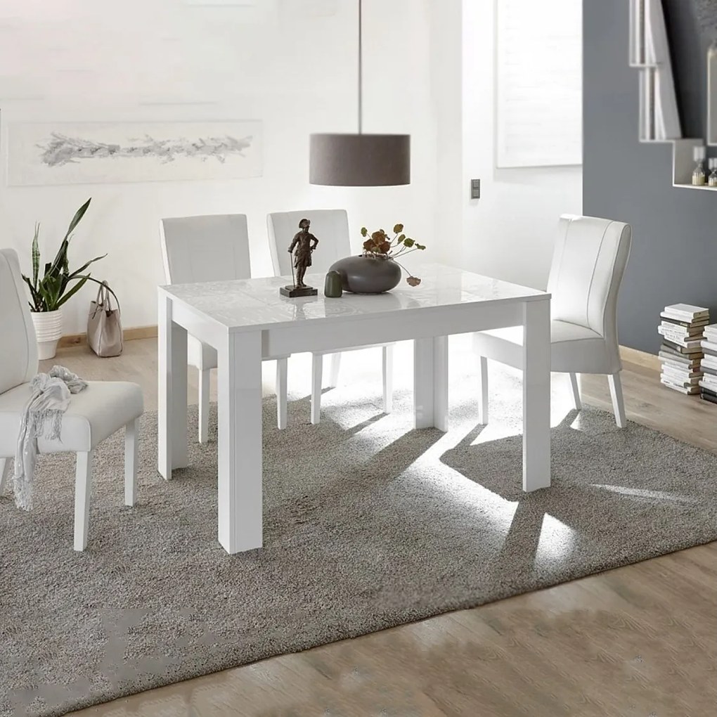 Stół nowoczesny stały "Urban" z białego drewna z sitodrukiem cm 180x90 79h