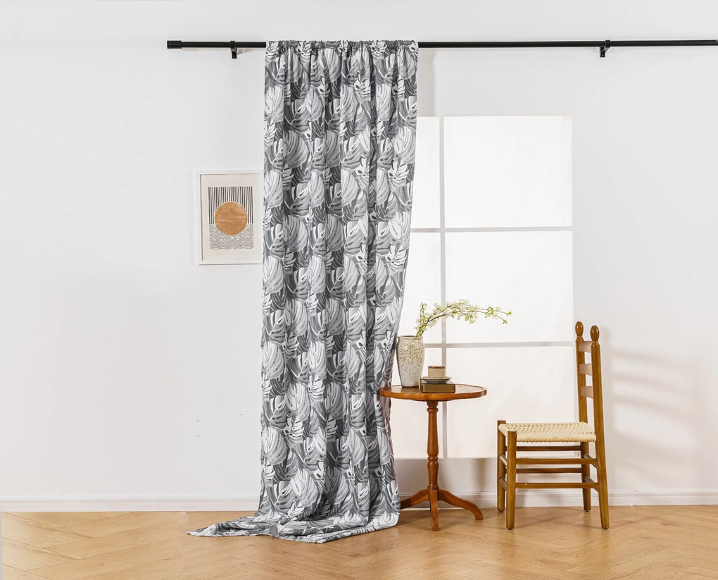 Designerska zasłona FLOCUS 140x270 cm, wzorzysta Zawieszanie: Taśma z wiązaniami