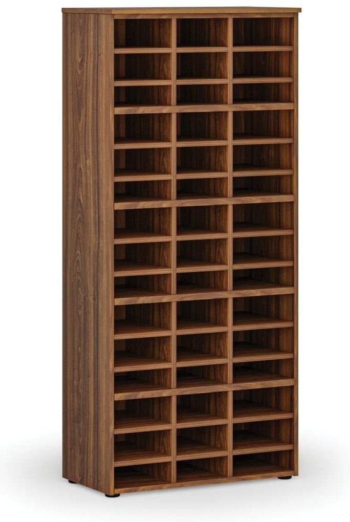 Regał sortujący PRIMO WOOD, 800 x 420 x 1781 mm, 45 przegród, orzech