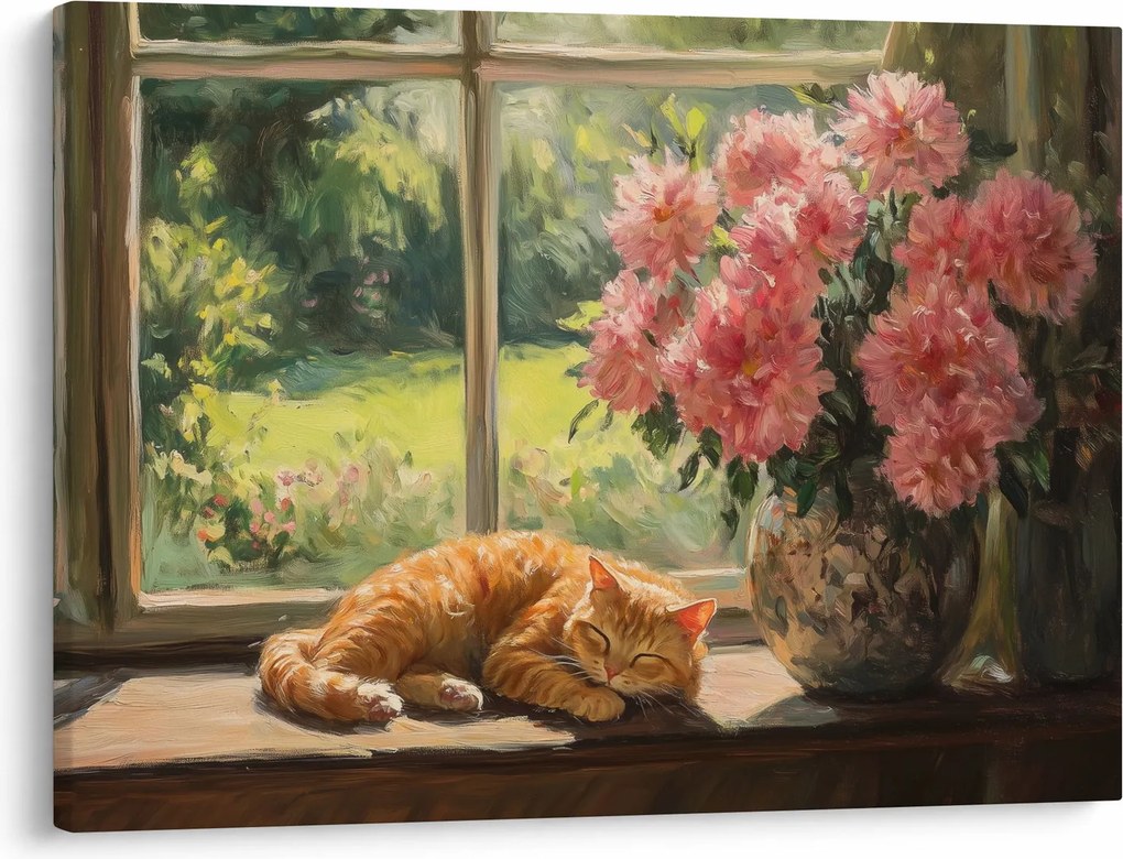 Obraz - Kot na oknie (70x50 cm)