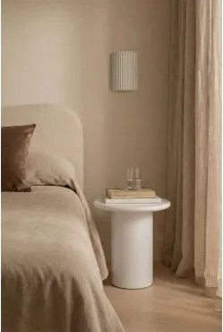 Okrągła Szafka Nocna Ø45 Cm Z Cementu Namara Biała - Sklum