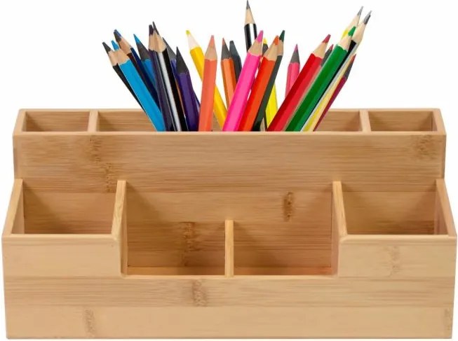 Organizer na artykuły papiernicze, bambusowy 30 x 15 x 11 cm