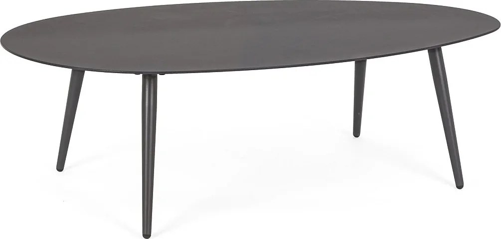 Owalny stolik ogrodowy z malowanego proszkowo aluminium w kolorze antracytowym - FARO