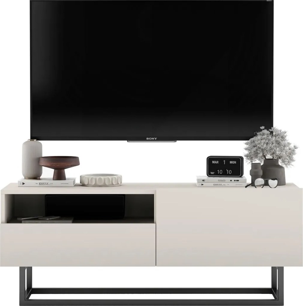 Szafka RTV na płozach Enjoy 120 cm z półką i szufladą, kaszmir mat