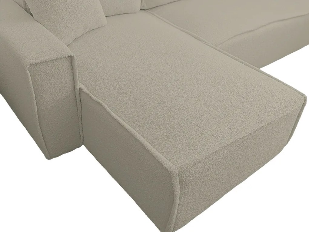 Rozkładana narożna sofa SMART BOUCLE 232x143 cm, szarobeżowa, uniwersalna