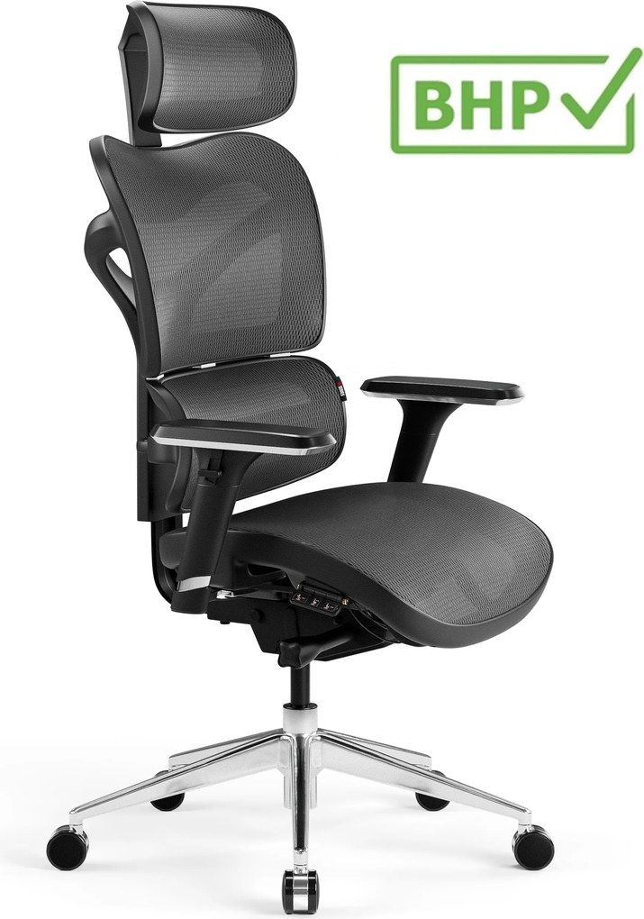 Krzesło biurowe Diablo V-Commander, zgodne z normą BHP, kolor czarno-szary
