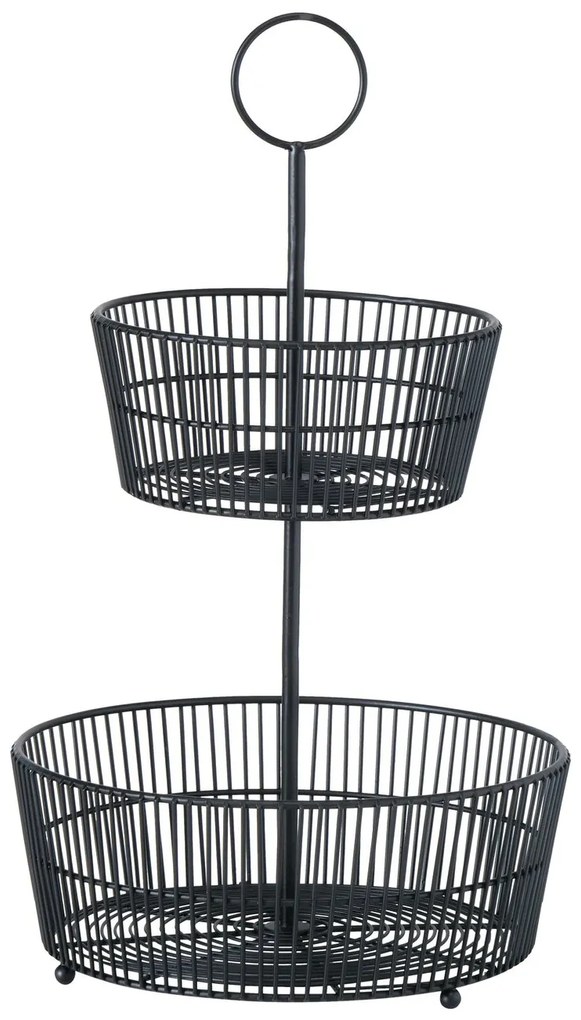 Patera dekoracyjna czarna GEA,  dwa poziomy, wys. 44 cm