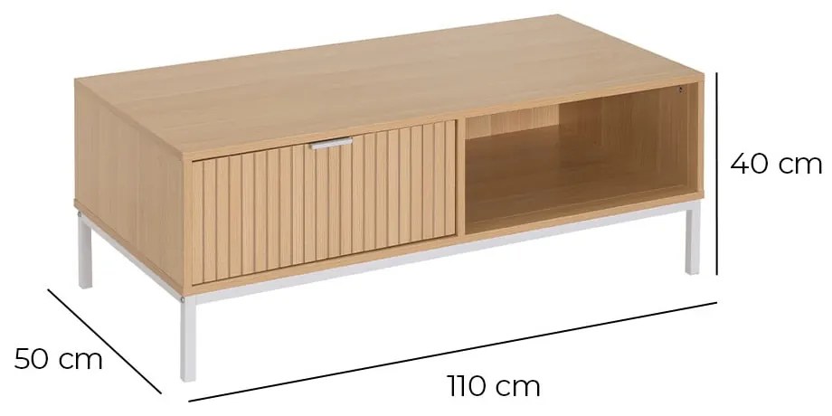 Stolik w naturalnym kolorze 50x110 cm Mid-Lines – Casa Selección