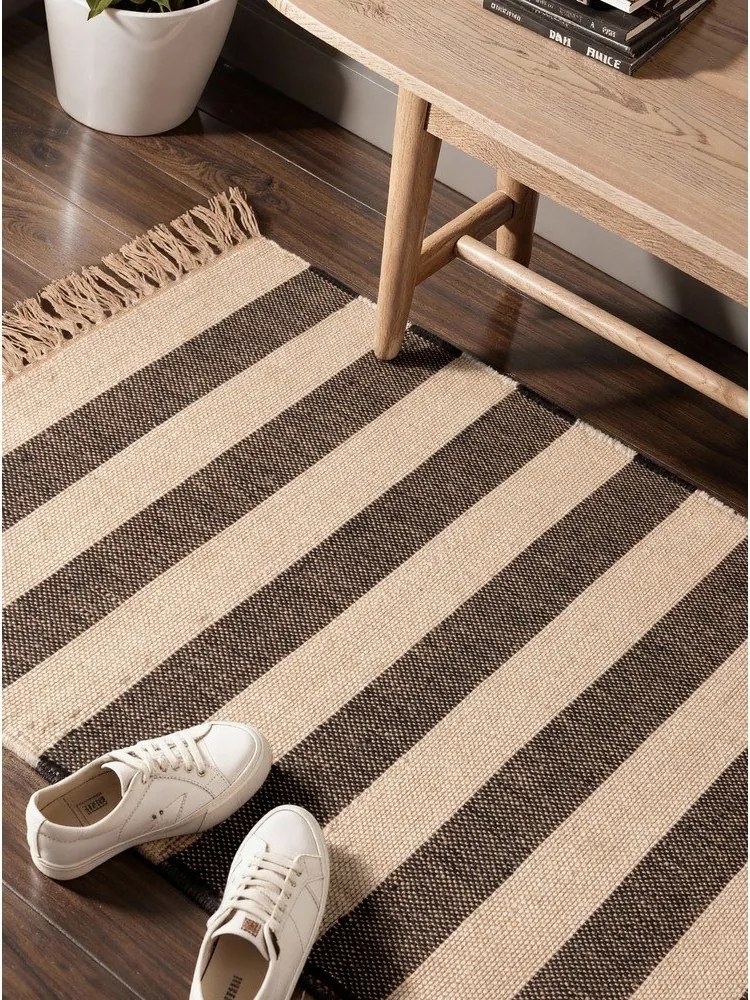 Czarno-kremowy ręcznie tkany dwustronny chodnik z juty 80x200 cm Playa – Hanse Home