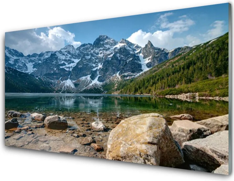 Szkło do Kuchni na Ścianę Górska Panorama Z Jeziorem