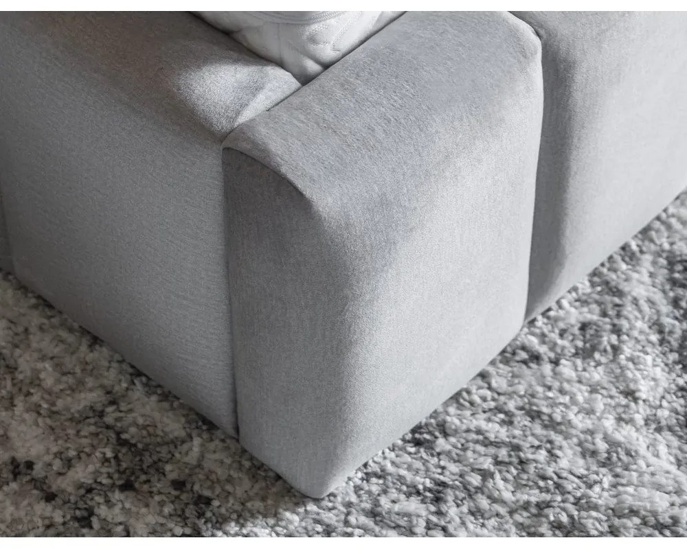 Jasnoszare tapicerowane łóżko dwuosobowe ze schowkiem ze stelażem 160x200 cm Lamica – ELTAP