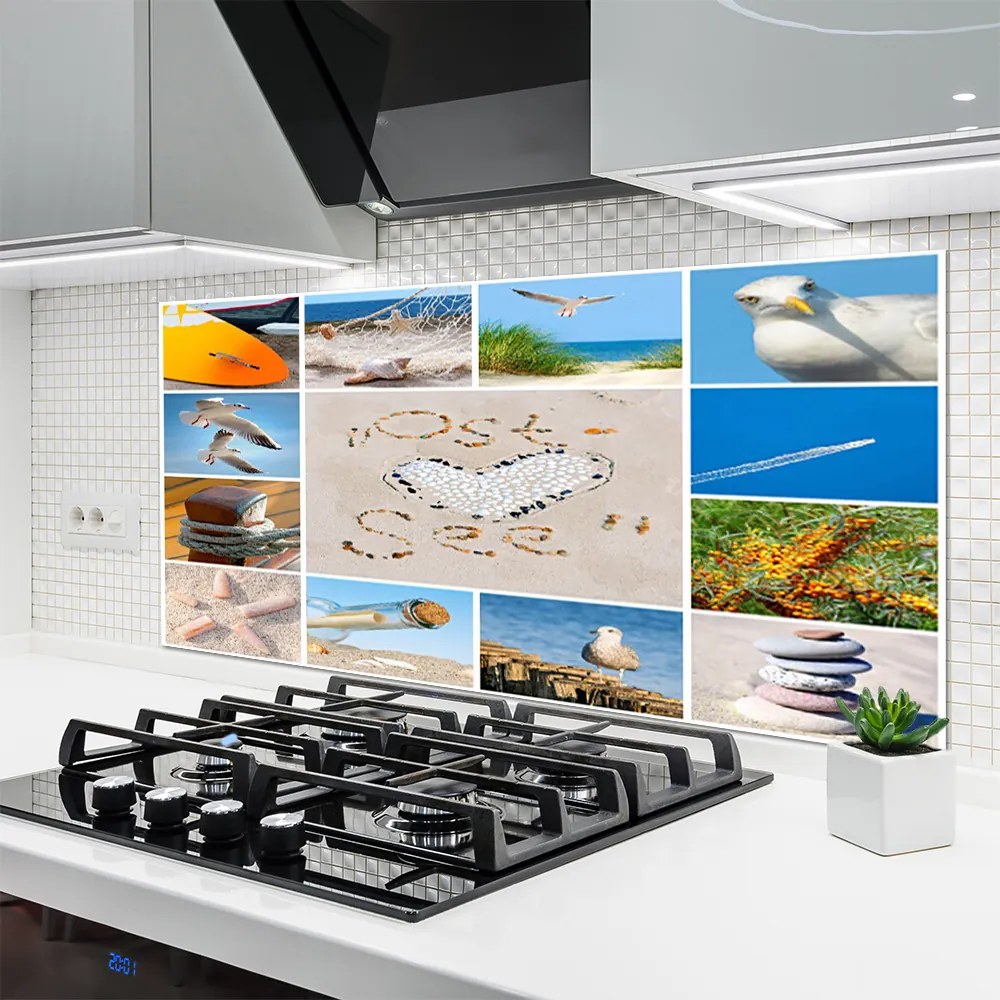 Panel Szklany Mewy Nad Brzegiem Oceanu