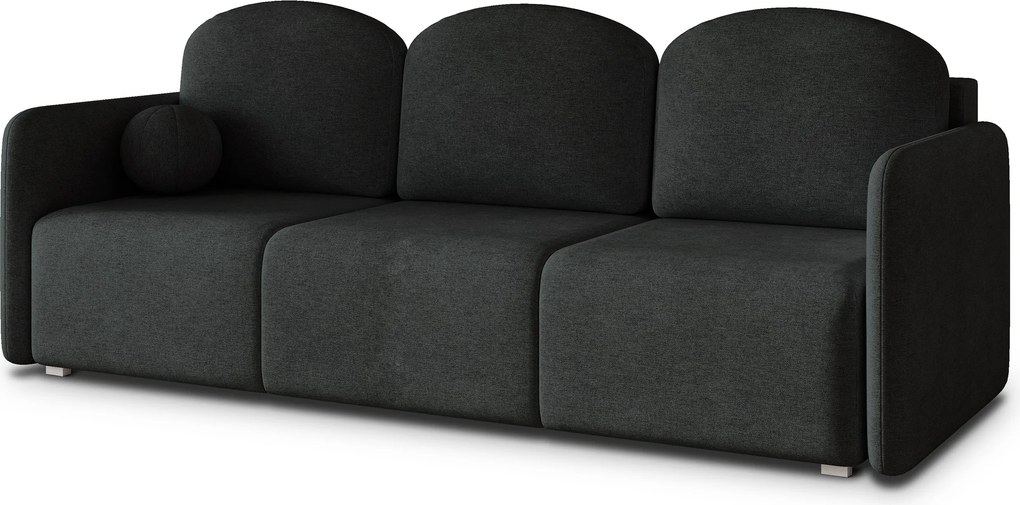 Masseno Sofa SUVI III z funkcją spania i pojemnikiem na pościel, Rozkładana sofa - Czarny, NEVE 100