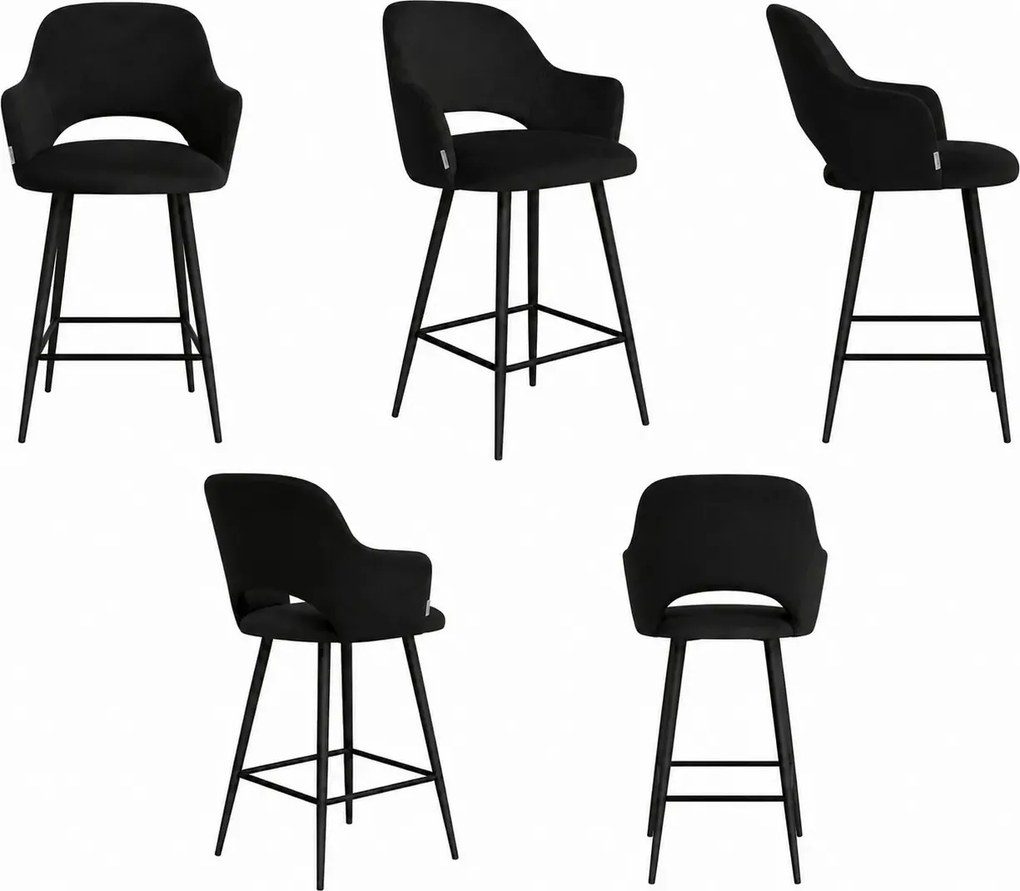 Hoker Milano krzesło barowe tkanina Welur podstawa metalowa : Kolor nogi - Czarna stożek, Kolor tkaniny - VELVET - MG19, Typ siedziska - Siedzisko obrotowe 360°