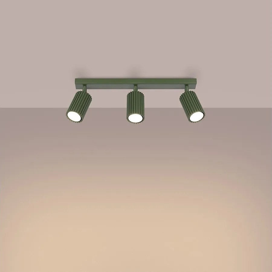 Lampa sufitowa minimalistyczny Gloow, aluminium - 3 źródło światła 3000K - L.45 x H.16.5 cm - zielony oliwkowy