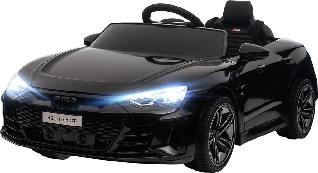 HOMCOM Elektryczny samochód dla dzieci Licencjonowany Audi z bezpiecznym pasem pilotem zdalnego sterowania i światłem Czarny 103x58x41cm | Aosom PL